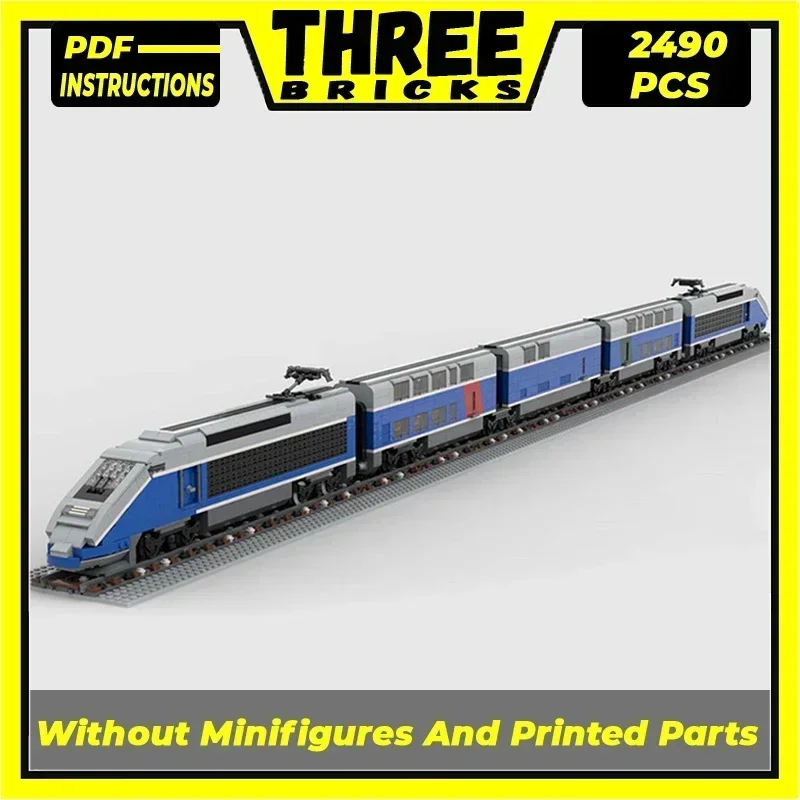 

Техническая модель кирпича Moc, французский двойной плоский поезд, модульные строительные блоки Grand Vitesse, подарки, игрушки для детей, сборка своими руками