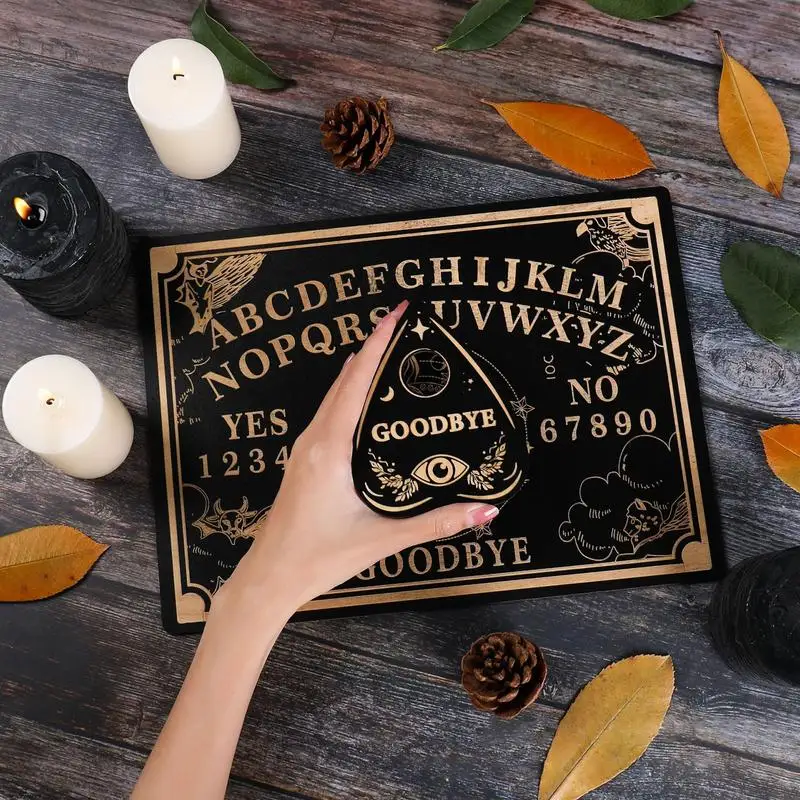 Tablero Ouija de 12 pulgadas, tablero de péndulo de adivinación de madera, tablero mágico grabado, Kit de tablero de péndulo de sol de bruja,