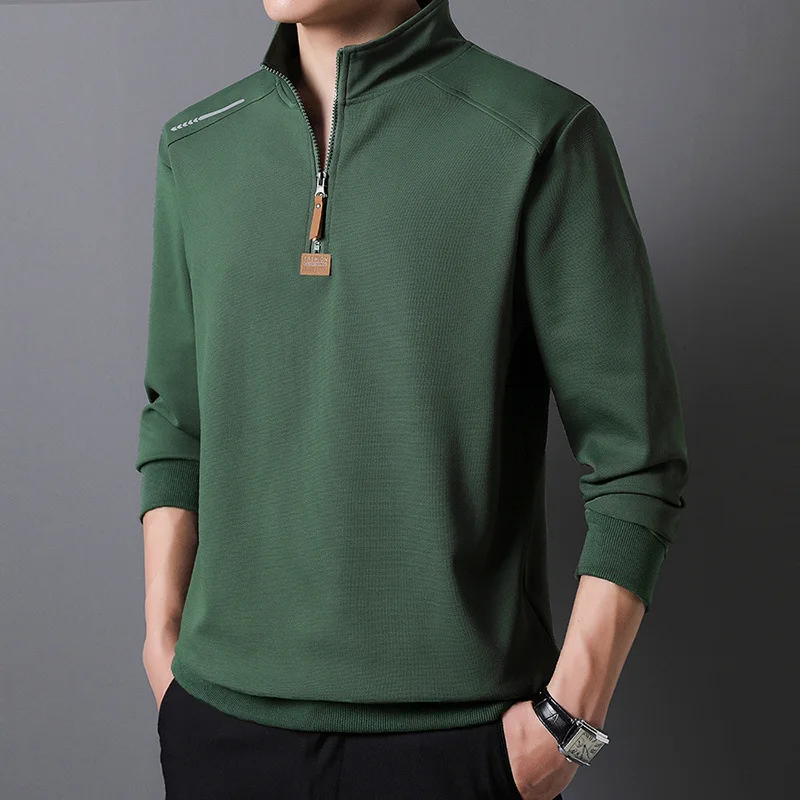 

Пуловер на молнии для мужчин, весенне-осенний воротник-стойка, повседневная верхняя одежда, модные топы с длинными рукавами, мужская одежда MY1042
