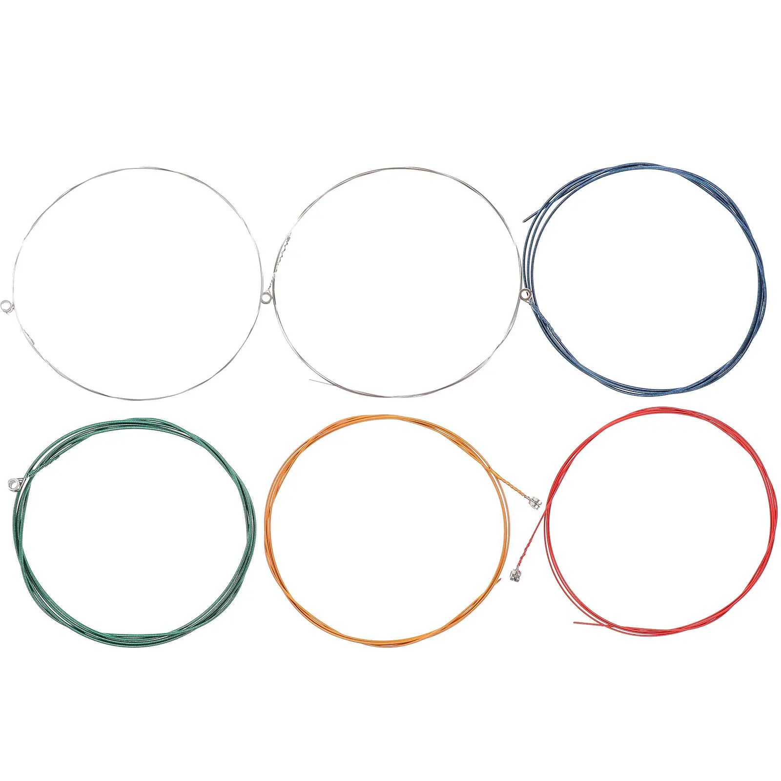6Pcs Colorful Acoustic Guitar Strings Stainless Steel Nickel Wound Vibrant Tone Rich Timbre Easy Chord Recognition Beginner