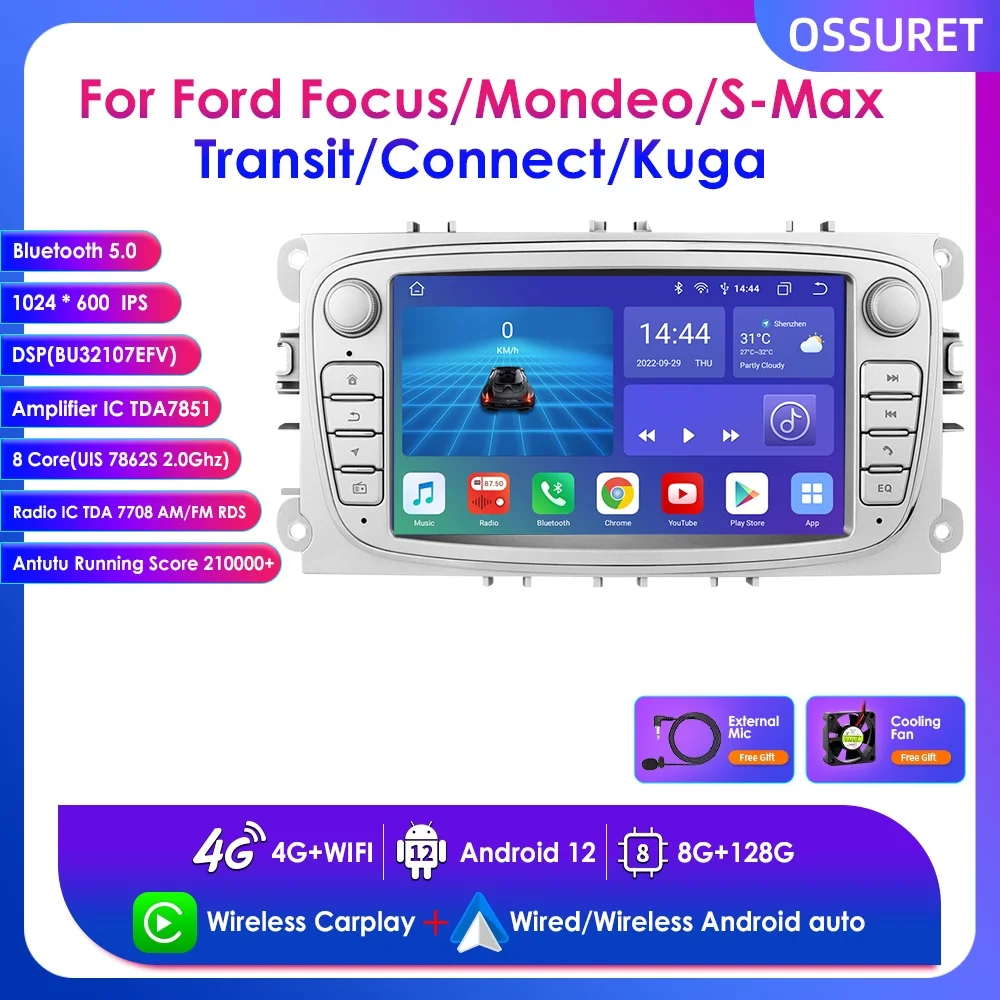 

Choice 7" Car Radio 2din Wireless Carplay for Ford Mondeo/Focus/S-Max/Galaxy/C-Max/Kuga Android Multimedia Stereo RDS DSP 4G GPS