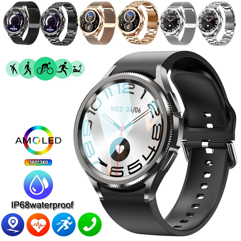 For Samsung Galaxy Watch 6 Classic Smartwatch Men GPS Sports Fitness Health Detection Waterproof Bluetooth Call Smart Watch