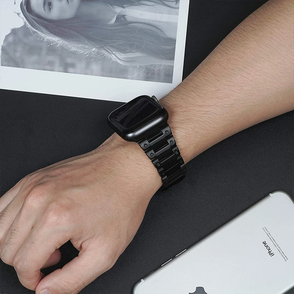 Metal Strap for Apple Watch 44mm 40mm 45mm 41mm 49mm 46mm 42mm 38mm Stainless Steel band for iWatch Series 10 9 8 Ultra 7 6 5 SE