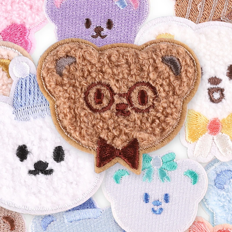 16 stücke Tiere Bär Nette Selbstklebende Eisen Auf Patches Für Kleidung Kinder Viel Gestickte Jacken Aufkleber Pack Stoffe Nähen diy – Detail 4