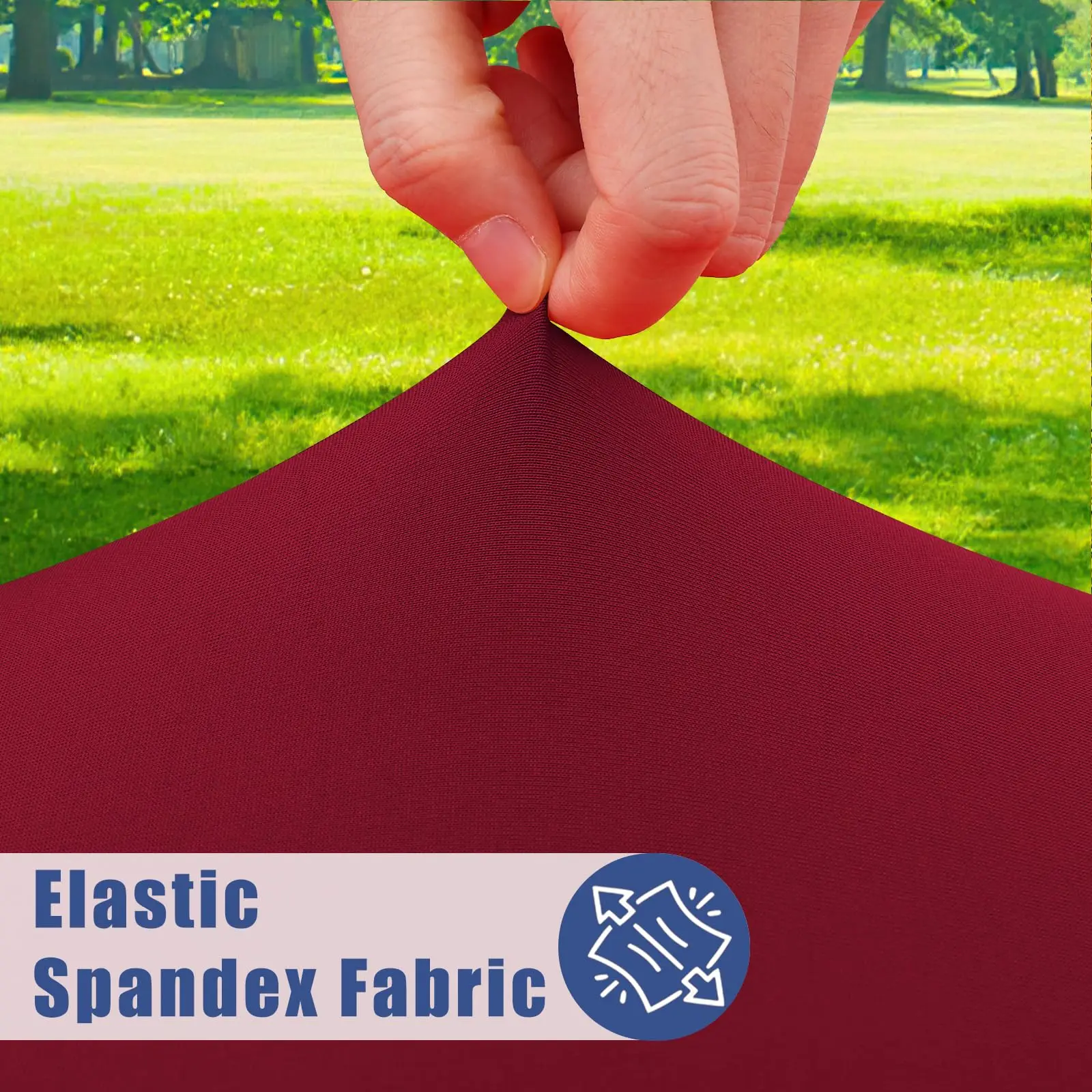 Round Stretch Tablecloth Elastic Polyester Washable White Table Cover Rectangle Waterproof Picnic Outdoor Party Wedding Decor