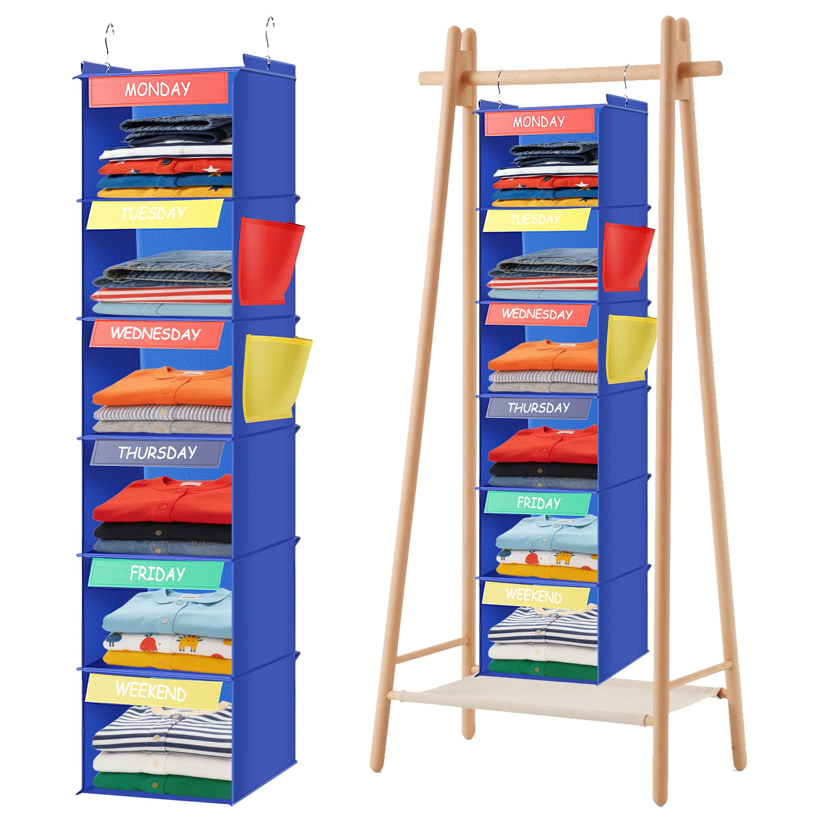 5/6-lagiger, faltbarer Kleider-Organizer für den Kleiderschrank, multifunktional, für Schuhe, Mützen, Kleidung, Kinderspielzeug, Aufbewahrungsregale
