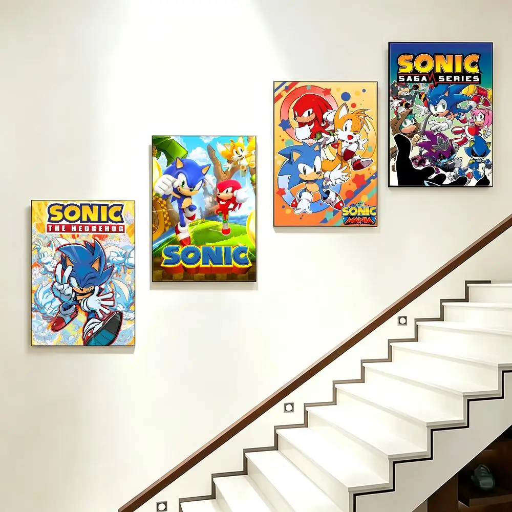 game Sonic the Hedgehog Poster Poster HD  Printing Soothing and Cream Style Home Decor for the Living Room cafes Gift Giving