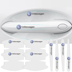 8 stücke auto türgriff aufkleber transparente schutz folie für volkswagen gti passat polo magotan golf r-line jetta r tiguan tharu