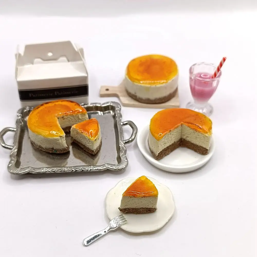 NEW 1PCS 1/6 Scale Dollhouse Miniature Cheese Cake Pretend Food Mini Cake for Blyth OB11 BJD Dolls Toys Accessories