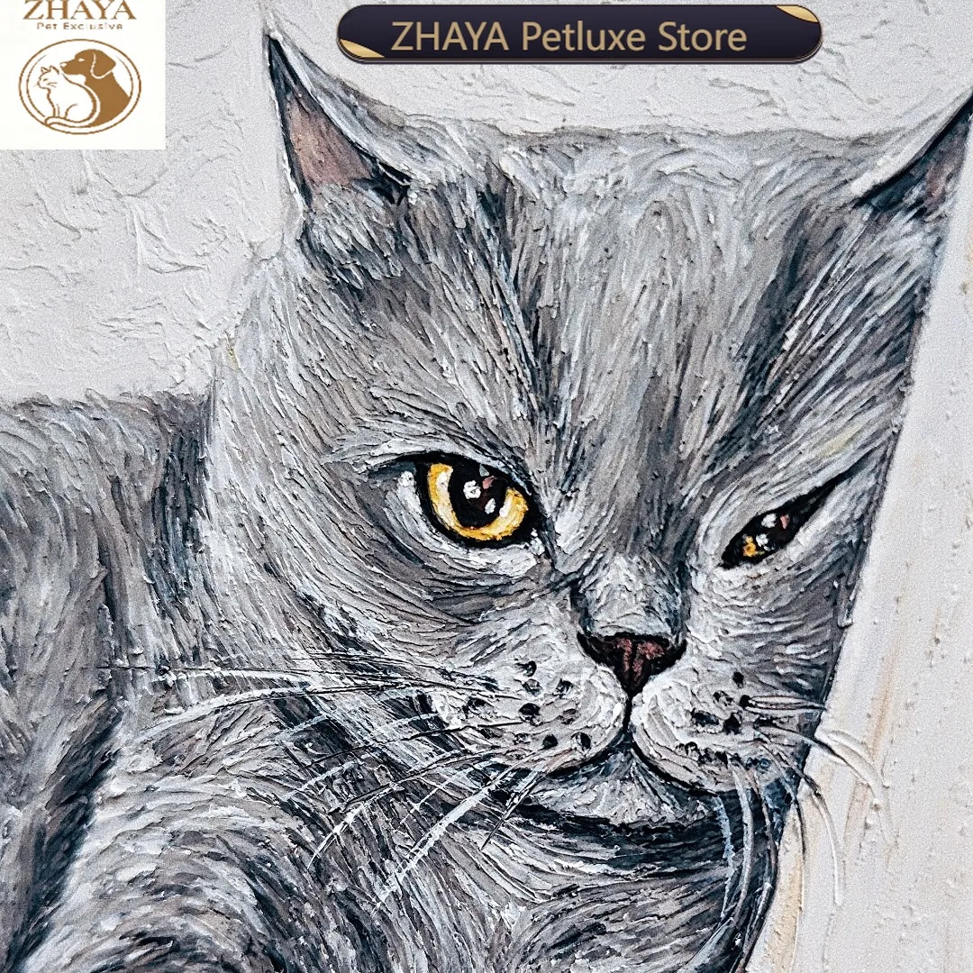 Custom Hand Painted Pet Oil Pastel Portrait Cat Dog Photo Memorial Drawing Art Gift Home Decor ZHAYA