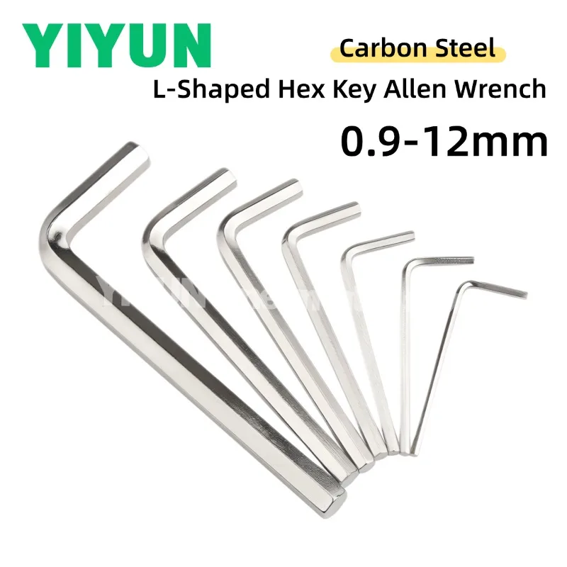 2-20pcs Carbon Steel L-Shaped Hex Key Allen Wrench 0.9-12mm Metric Hexagonal Spanner Screwdriver Kit for Repairing & Fastening
