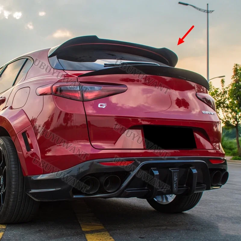 For Alfa Romeo Stelvio ABS Rear Spoiler Tail Trunk Boot Wing Cover Car Accessories SD Style 2017 - 2018