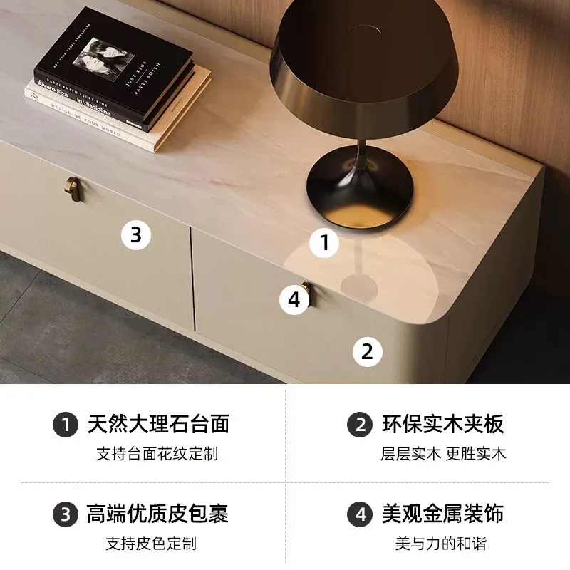 Светлый роскошный натуральный мраморный шкаф для телевизора, журнальный столик, бытовой простой комплект