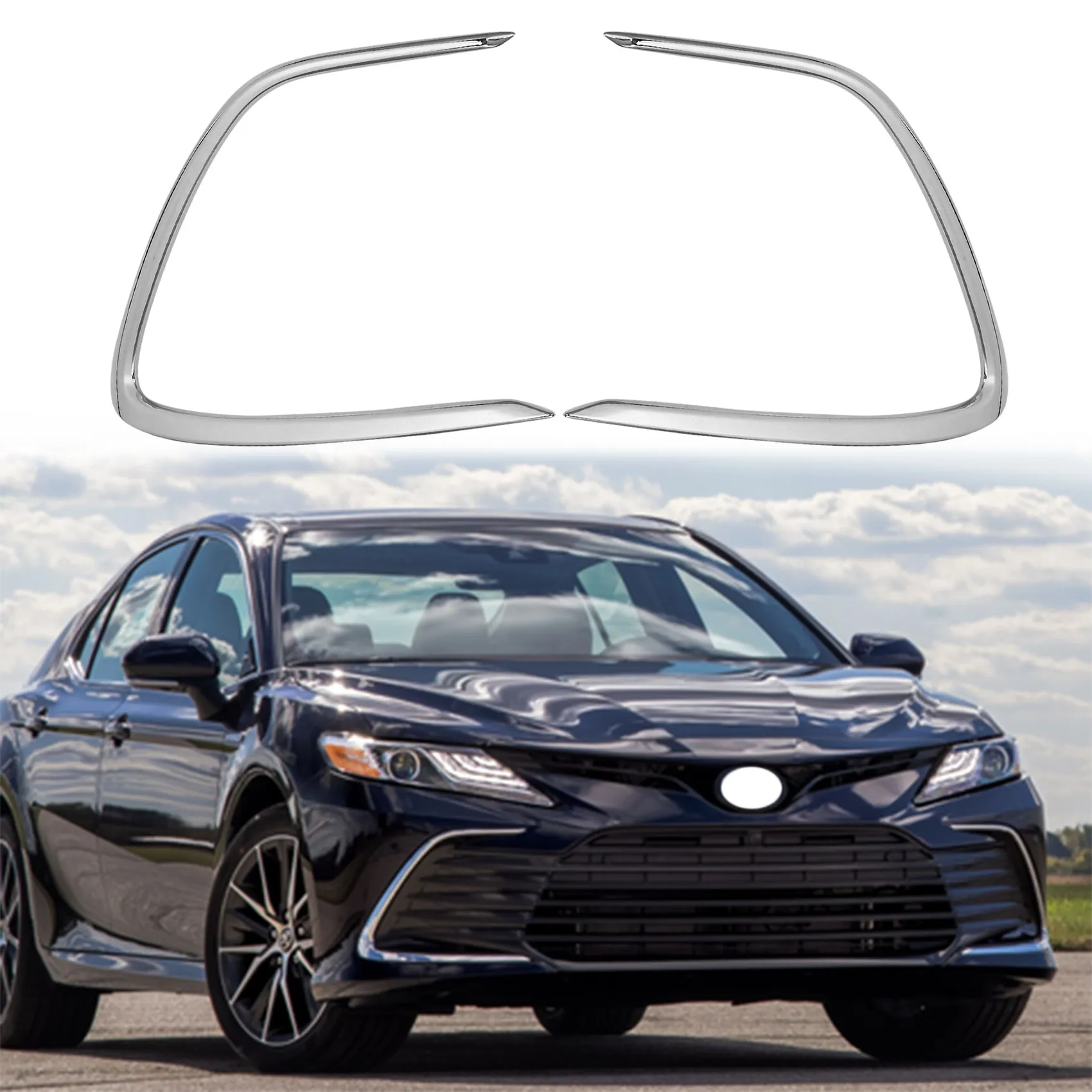 for Toyota Camry 2021 Chrome Front Fog Light Lamp Cover Trim Bumper Molding Garnish Eyebrow Eyelid