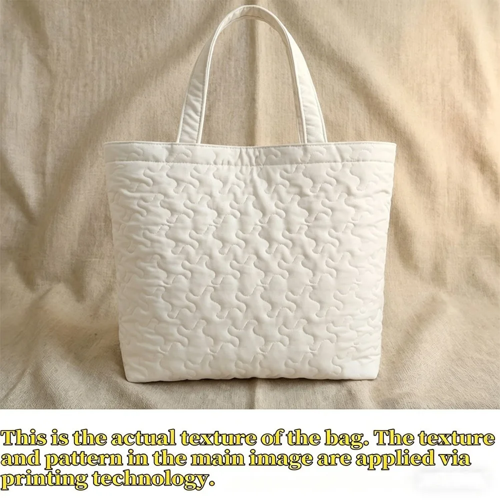 1pc 2D FLAT  Printing Women's Quilted Tote Bag - with Skull American Flag Pistons Wrenches Design, Large-Capacity Daily Bag