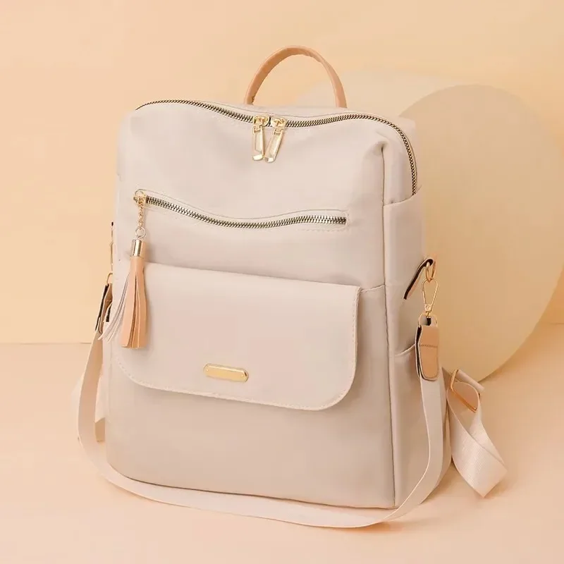 Fashion Trend Nylon Zipper Large Capacity Backpack 2024 Casual Versatile Sewing Thread Handbags High Quality Shoulder Bags