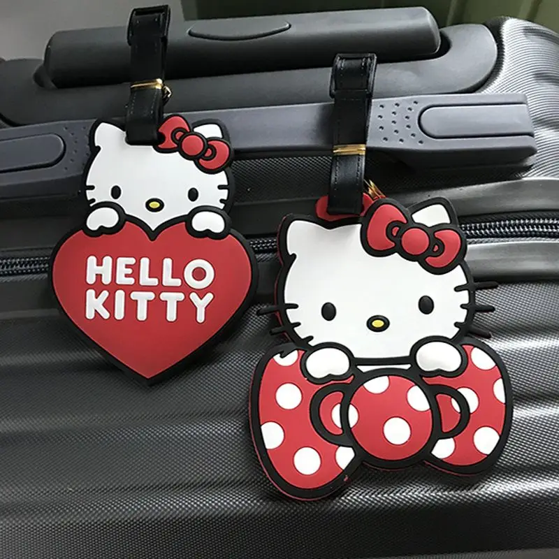 Sanrio Kawaii Hello Kitty Luggage Tag Cartoon Cute Travel Essentials Suitcase Anti-lost Consignment Card Anime Student Bag Tag