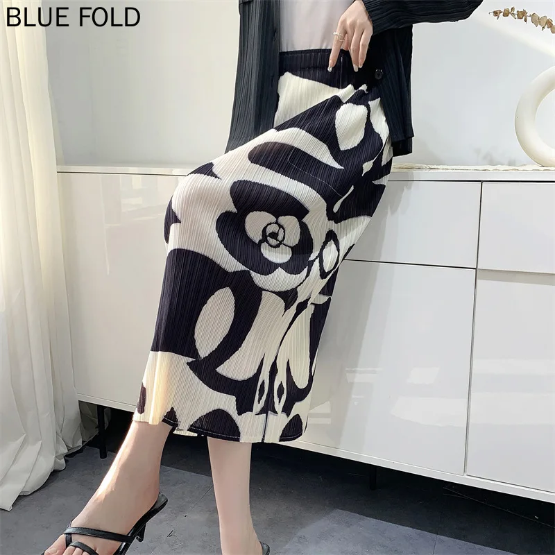 

MIYAKE Pleated Skirt Women's Digital Printed Skirt Comfortable and Casual 2024 Summer New Arrival Medium Faldas Ropa De Mujer