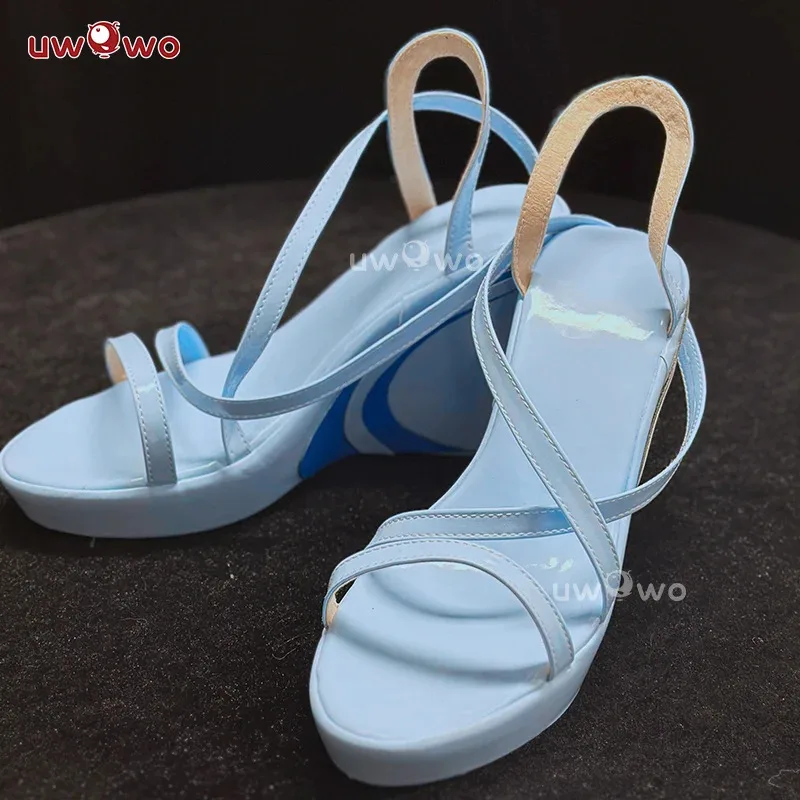 

CyUWOWO Shorekeeper Shoes Game Wuthering Waves Shorekeeper Cosplay Shoes Blue shoes Woman Size 35-42