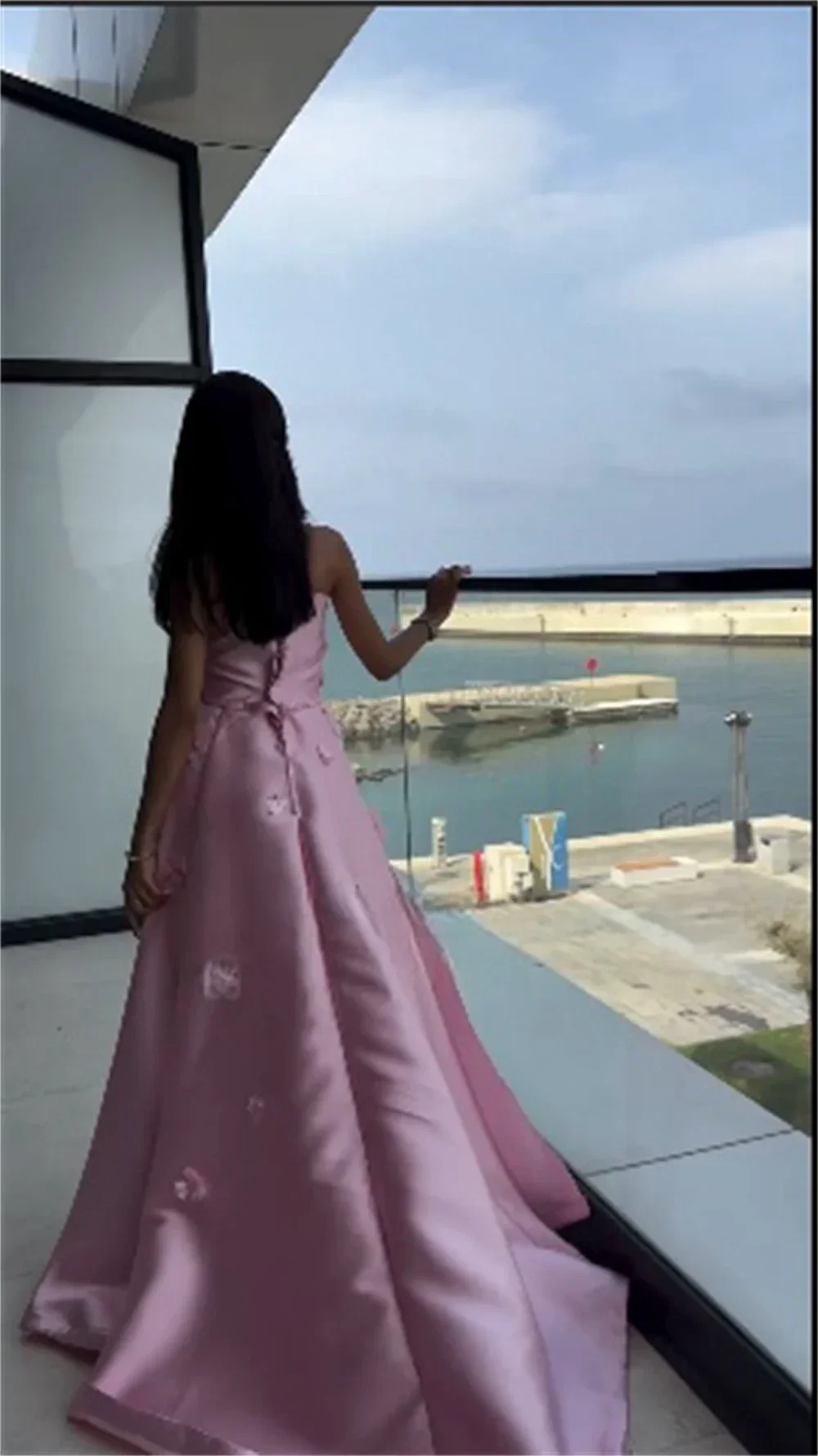 Customized  Saudi Arabia Formal Evening Gown Strapless A-line Floor Length Skirts 3D Flower Bespoke Occasion Dresses P