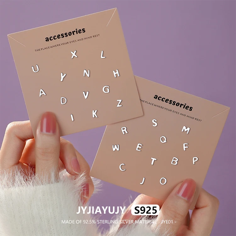 

JYJIAYUJY 100% Whole Original Pure Silver S999 5MM Earrings A-Z Mini Letter Design Jewelry Gift Daily Use JYE01