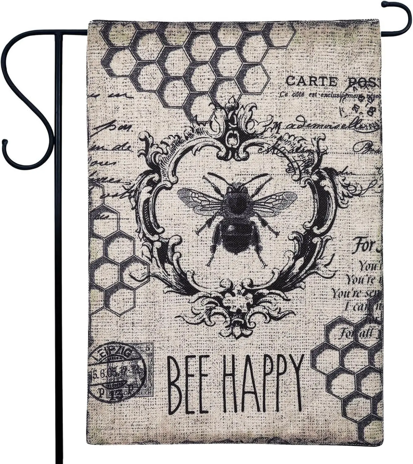 Trendin Bee Happy Garden Flag 12x18 Double Sided Small Yard Flags for Outside Burlap Outdoor Garden Decor Rustic Decorations PG0