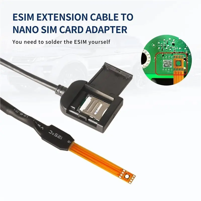●2X ESIM To Micro-SIM Card Extension Cable Android Car Multimedia Adapter SIM Card Slot Converter Horizontal