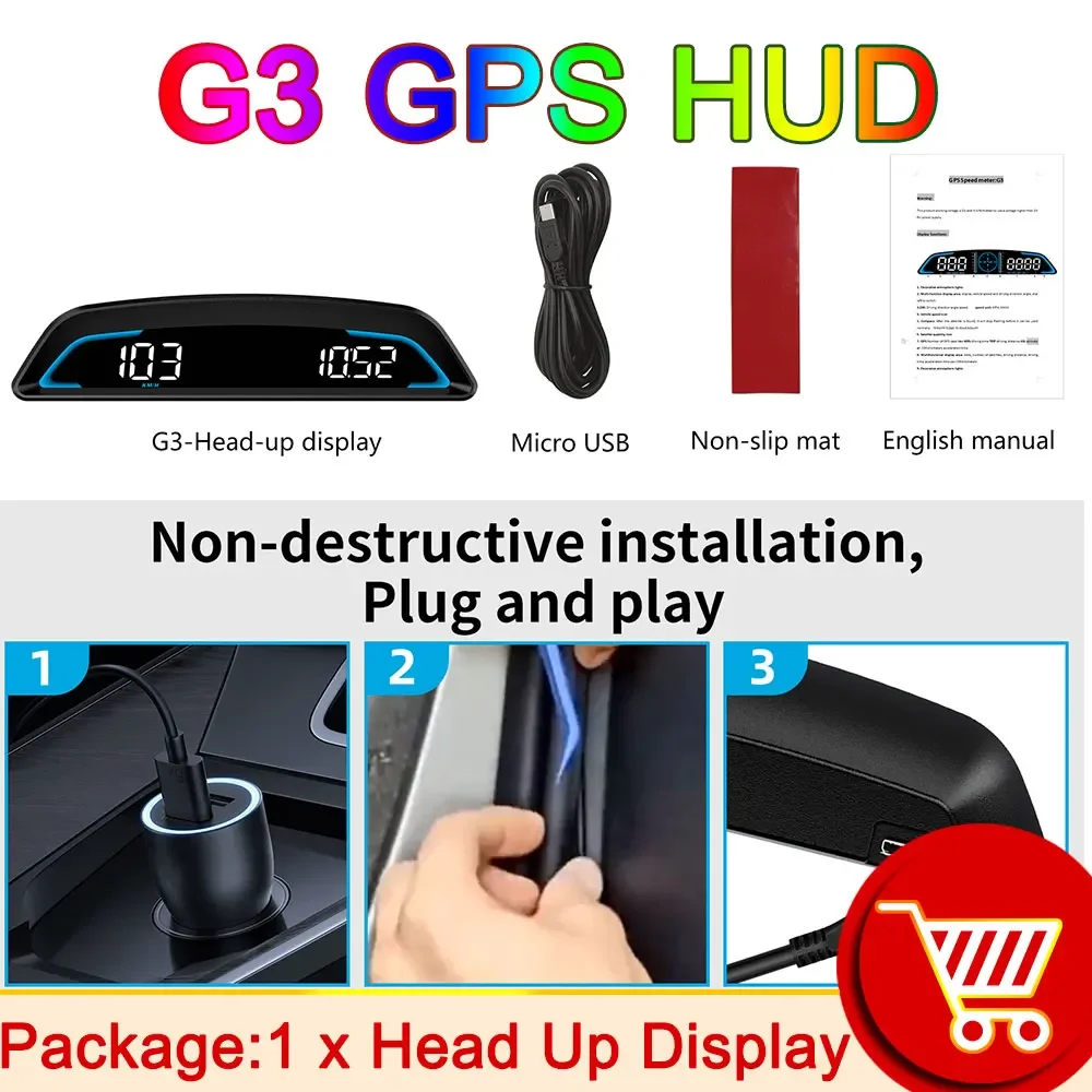 G3 GPS / B3 OBD HUD Digitaler Auto-Tachometer Head-Up-Display Zubehör Auto-Drehzahlmesser Wassertemperaturmesser Smart Gauge – Detail 13