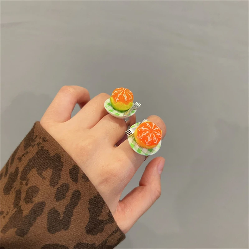 Strawberry Cake Rings Jelly Pudding Ice Cream Cherry Fruit Ring Exaggerated Vintage Chunky Girls Rings Cute Accessories
