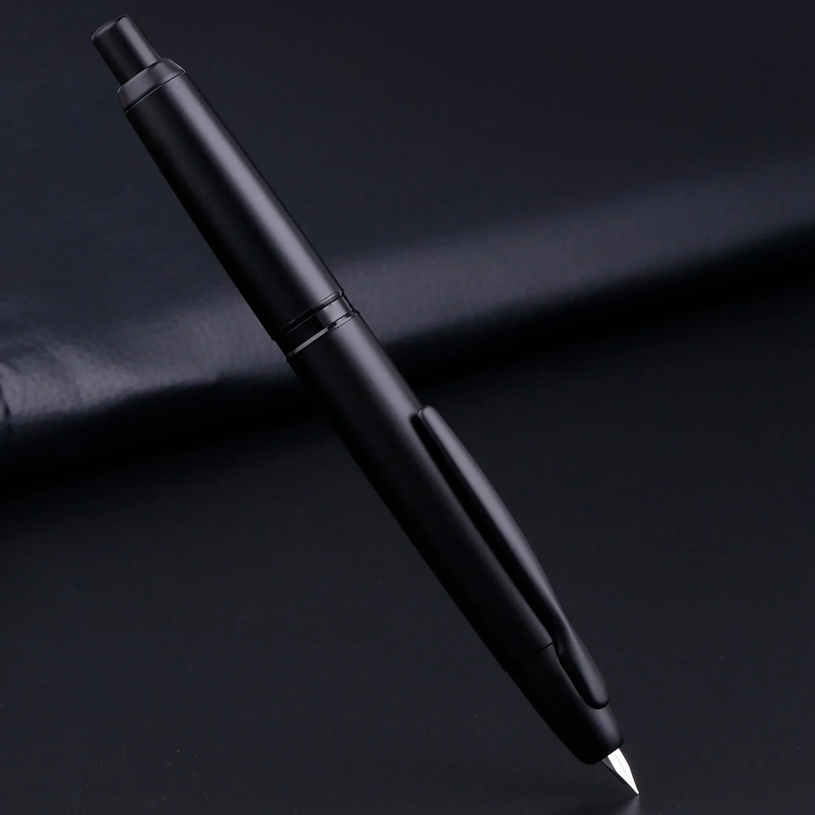 

in stock MAJOHN A1 Press Fountain Pen Retractable Extra Fine Nib 0.4mm Metal Matte Black Ink Pen with Converter for Writing