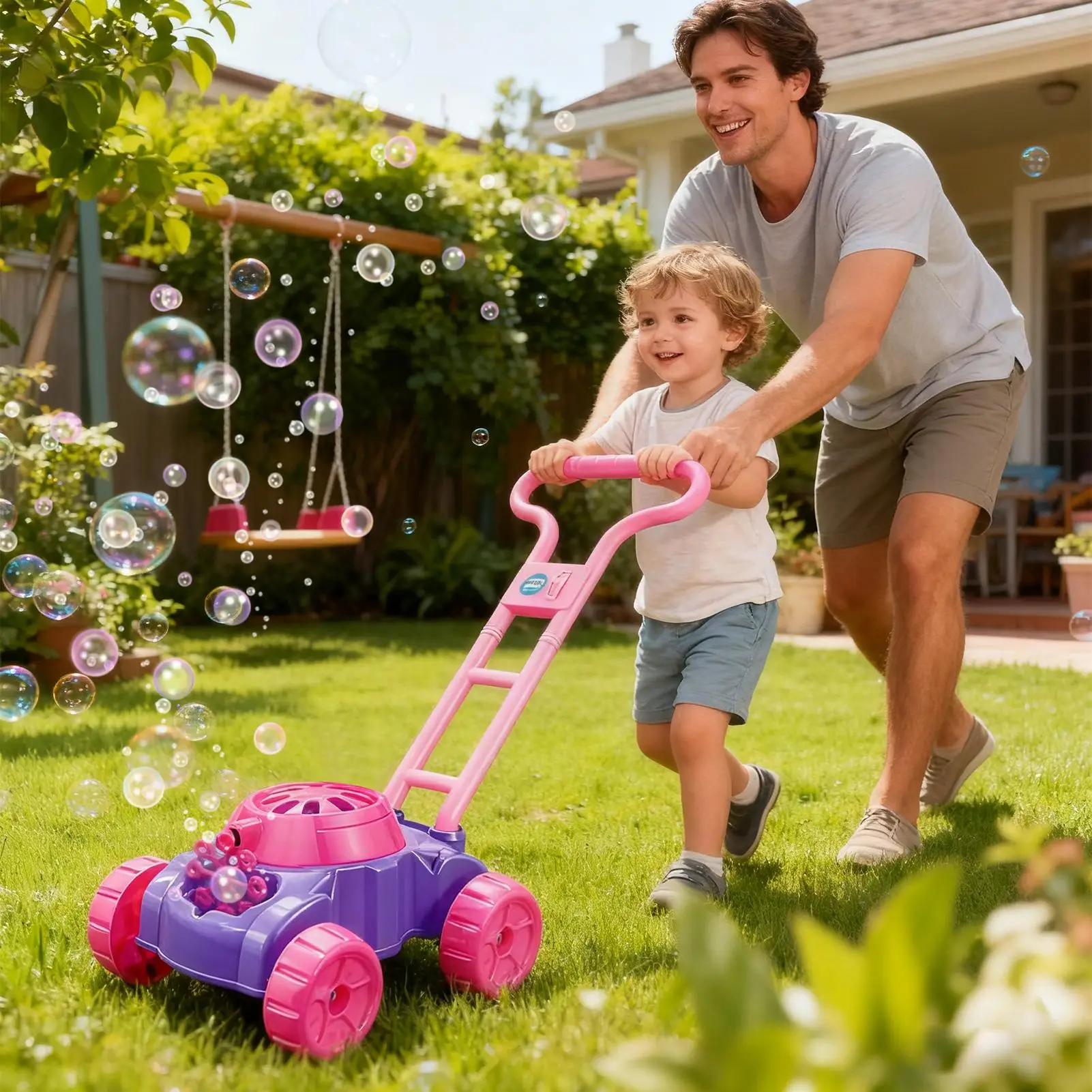 Bubble Lawn Mower Pretend Play Toy Backyard Game Bubble Machine For Kids For Preschool Kids Children Boys Girls Children