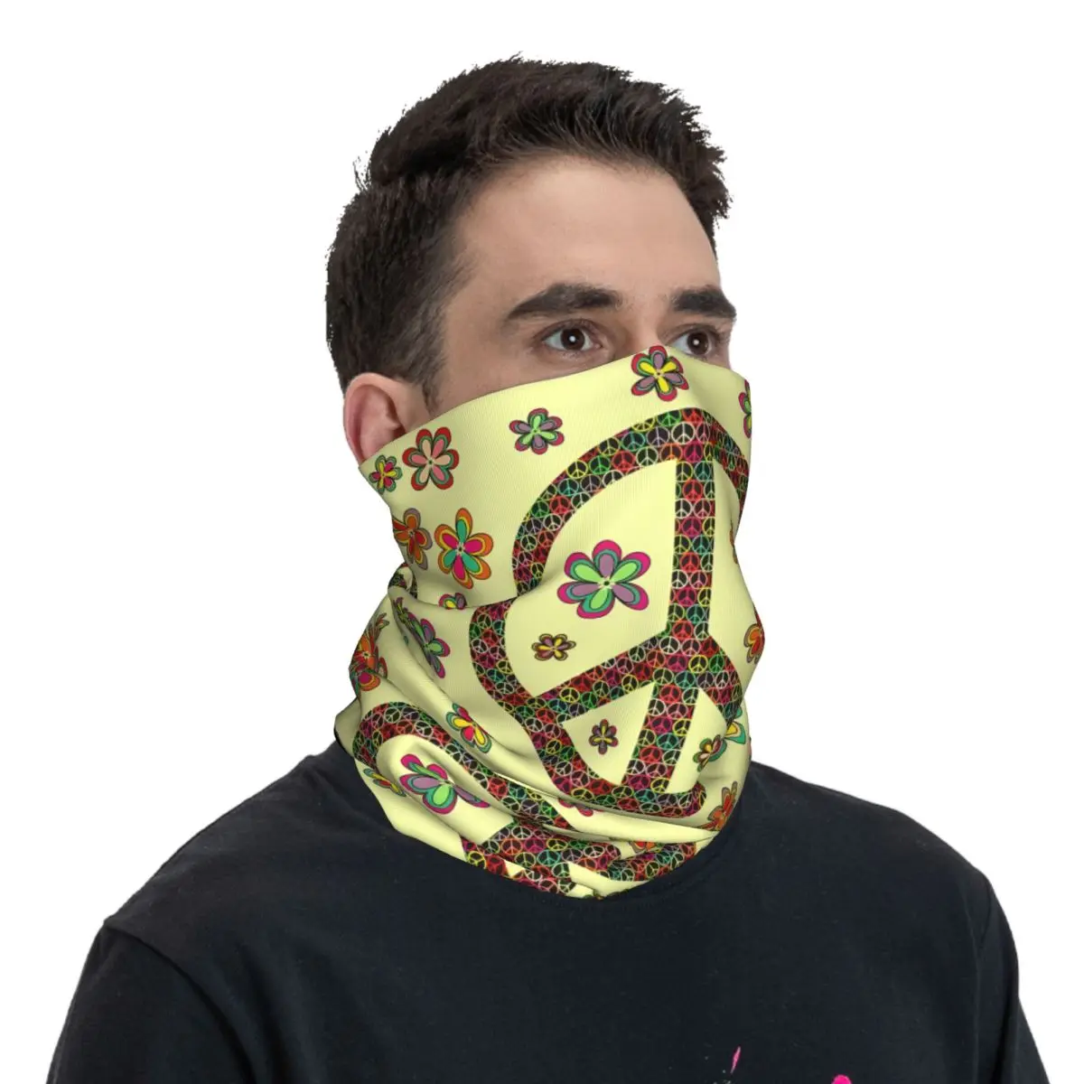 Pañuelo de poliéster para el cuello, mascarilla de amor y paz