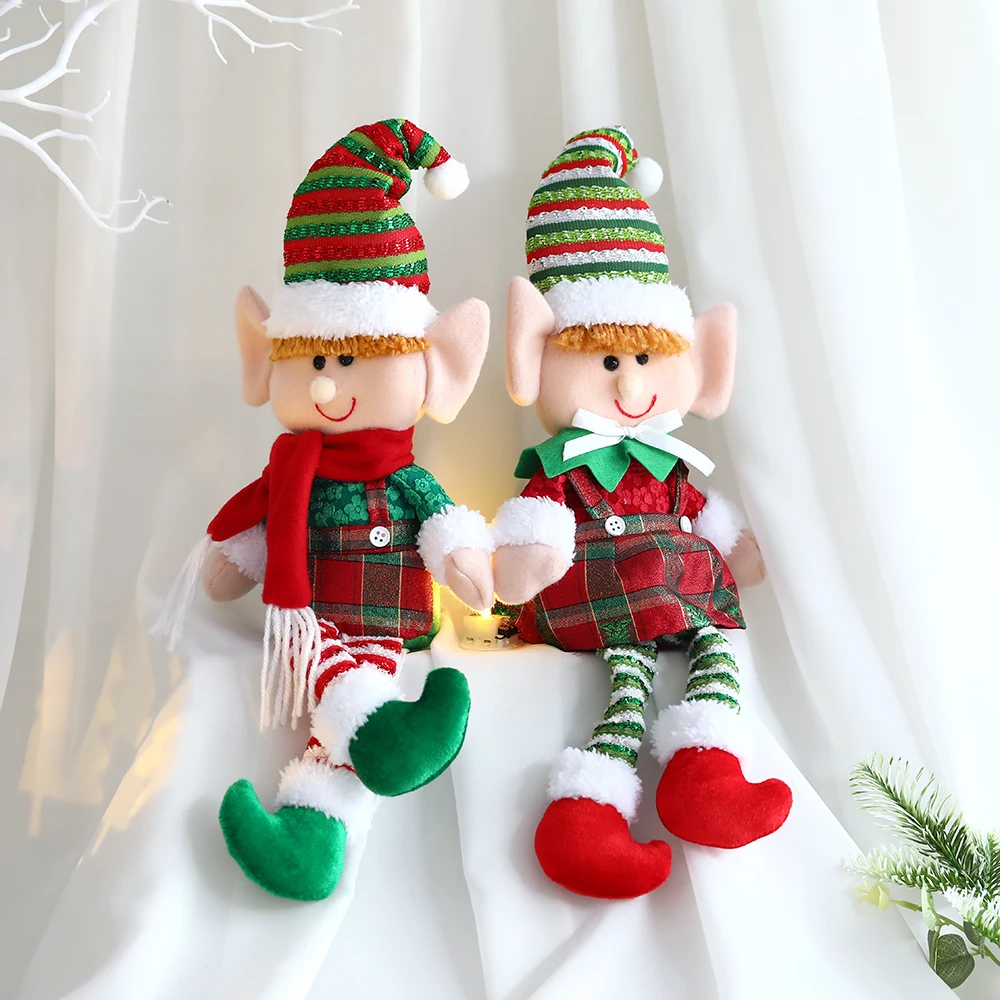 1pc Christmas Elf Doll Green Red Doll Long-legged puppet ornaments Christmas Party Decoration Navidad New Year Supplies