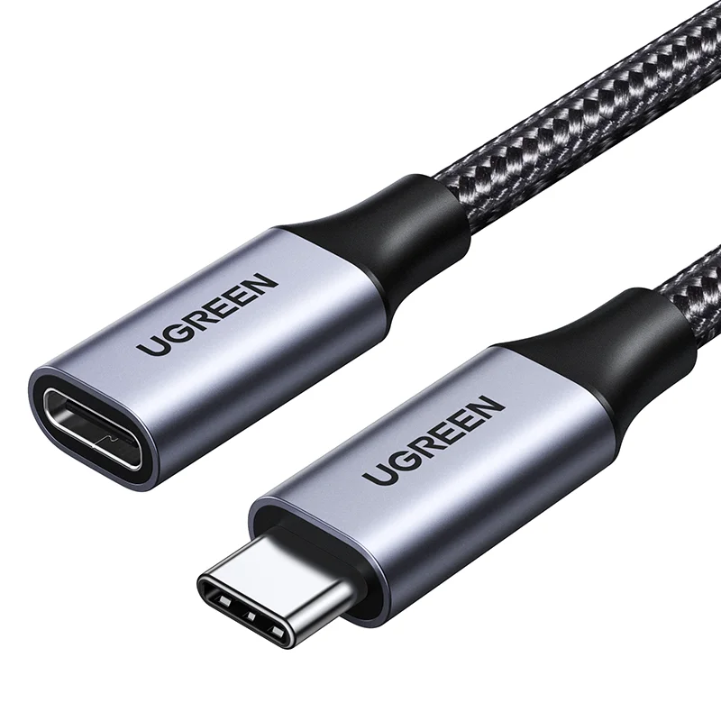 

UGREEN Удлинительный кабель USB C, 100 Вт, зарядка, 10 Гбит/с, кабель передачи данных, удлинитель USB C 3,2, нейлоновая оплетка