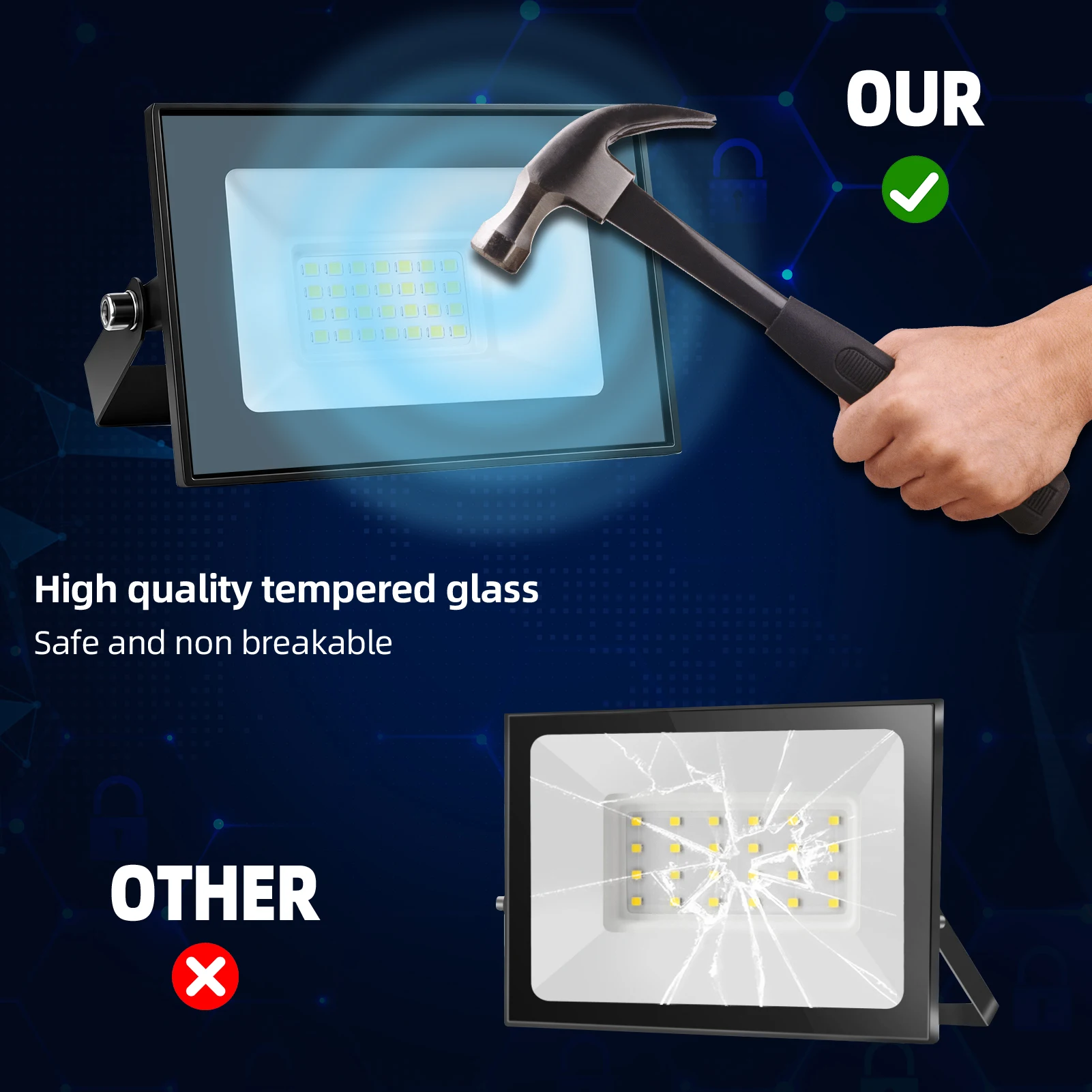 20W/30W/100W LED Flood Light Outdoor Super Bright Floodlight Outside Work Light with Plug, 6500K Daylight White LED Flood Light Outdoor Cable Length 5ft IP66 Waterproof Outdoor Flood Light 5