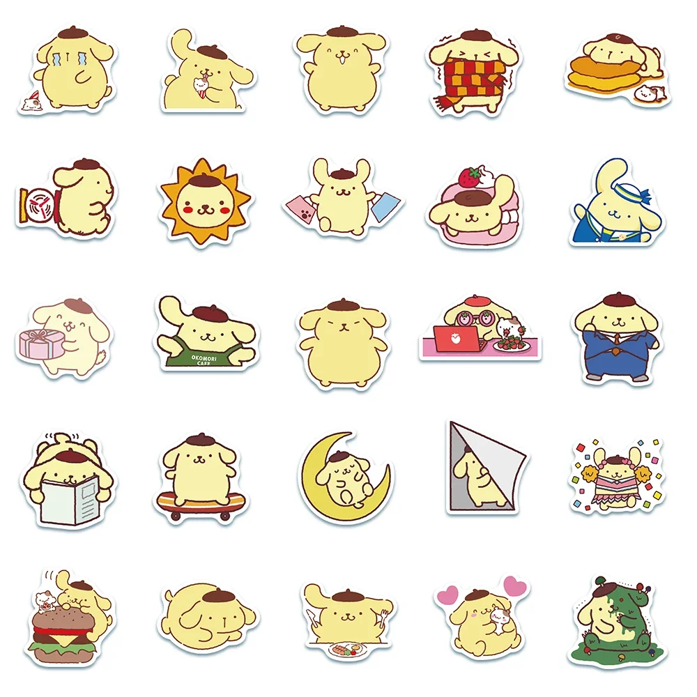 Kawaii Pompompurin Stickers Mixed Sanrio Kuromi Decals for DIY Phone Luggage Laptop Diary Guitar Sanrio Sticker Kids Girls Toy