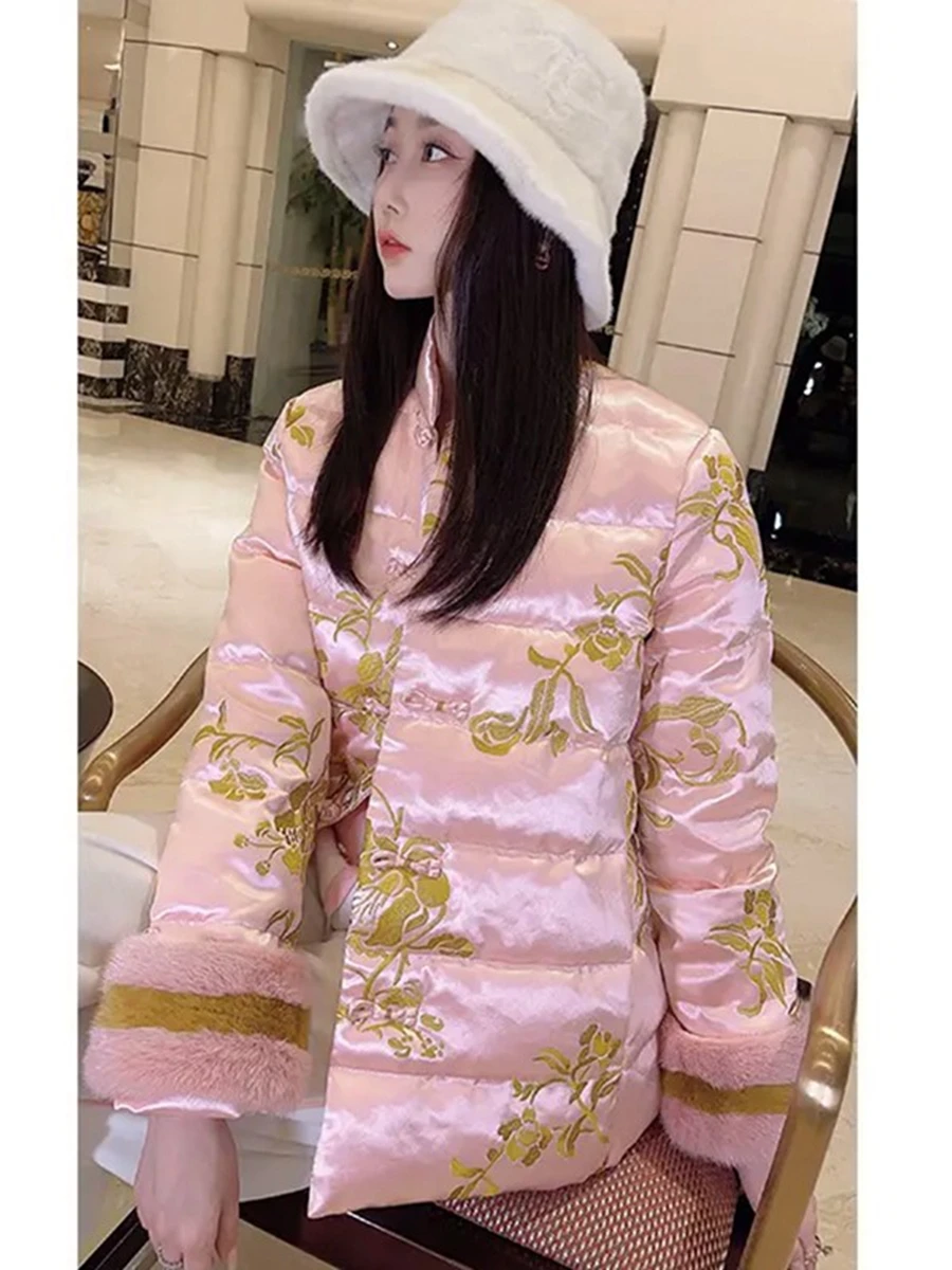 Autunno Inverno Nuovo Sle Retro Rosa Migliorato Capodanno giù Jaet Dimagrante Eleganza Thi Capispalla Donna Faion