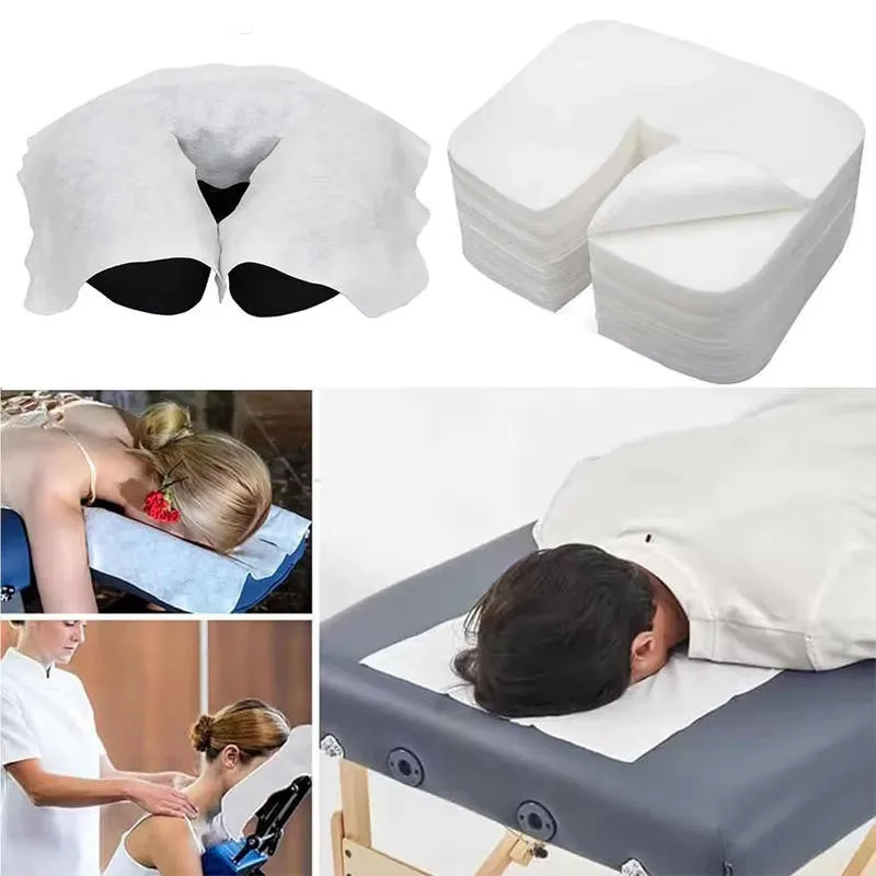 100/500pcs Disposable Face Cradle Covers Headrest Massage Pillow Paper Soft Non-Woven Face Covers for Spa Salon Beauty Supplies