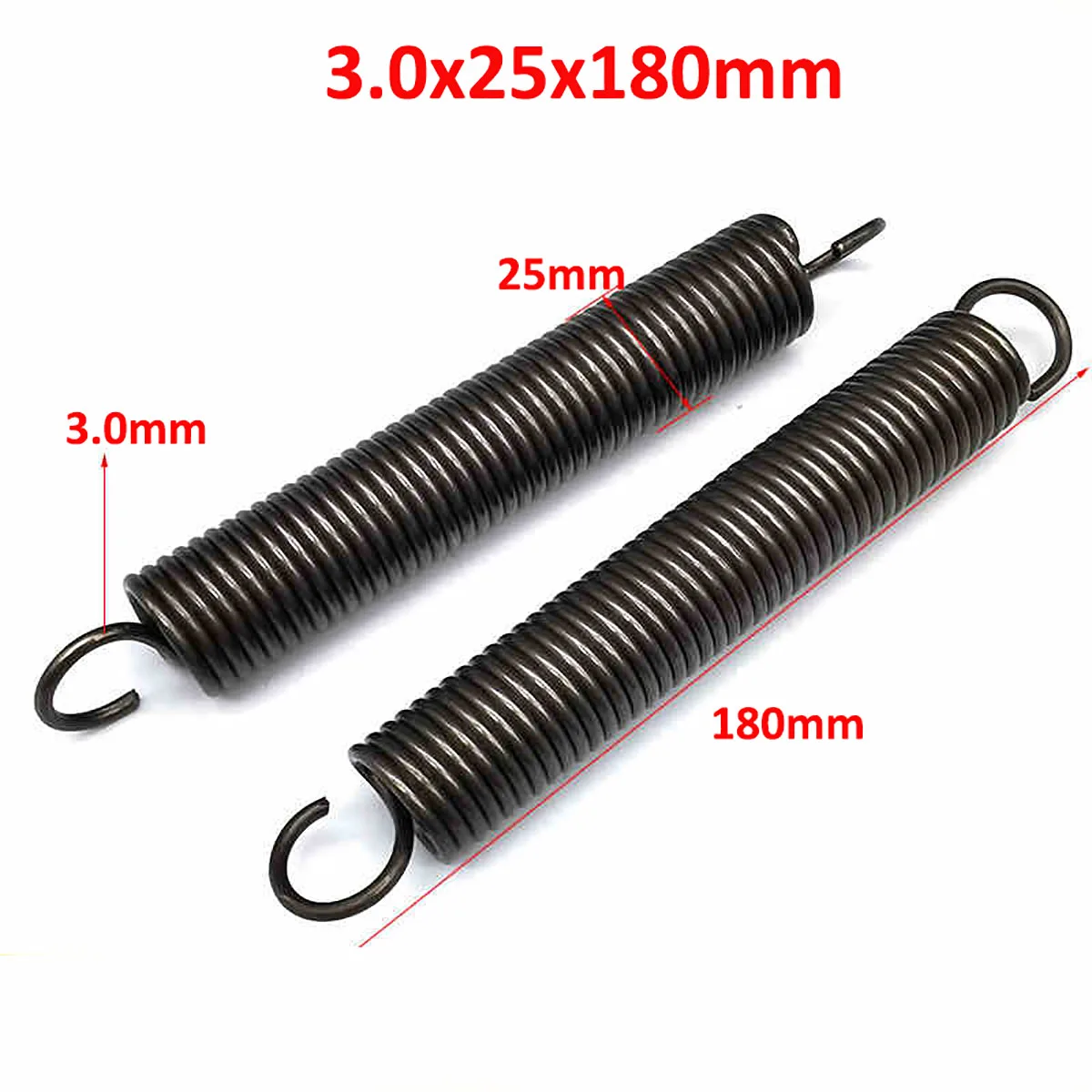 

2pcs Tension Expansion Spring Wire Diameter 3.0mm- OD 25mm Extension Springs Hook Ends Spring Steel Length 80/90/100-280mm