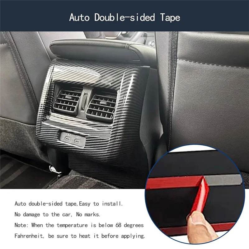 ABGR-Pannello di sfiato uscita aria posteriore Rivestimento per Toyota Camry 2024 2025 Accessori interni Fibra di carbonio