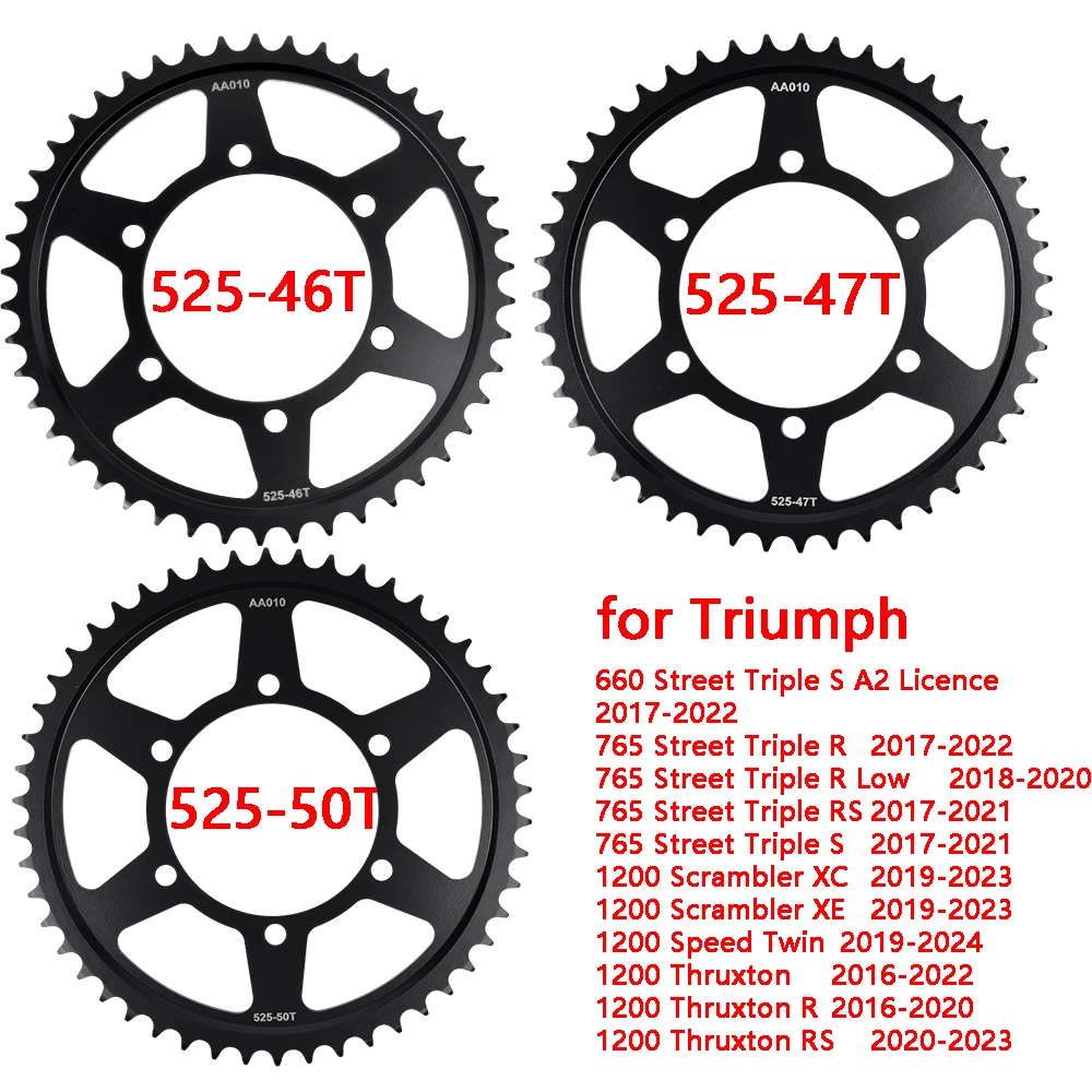 

525-46T 525 47T 50T Front Sprocket Gear Wheel for Triumph 660 Street Triple 765 Street Triple R 1200 Scrambler 1200 Thruxton