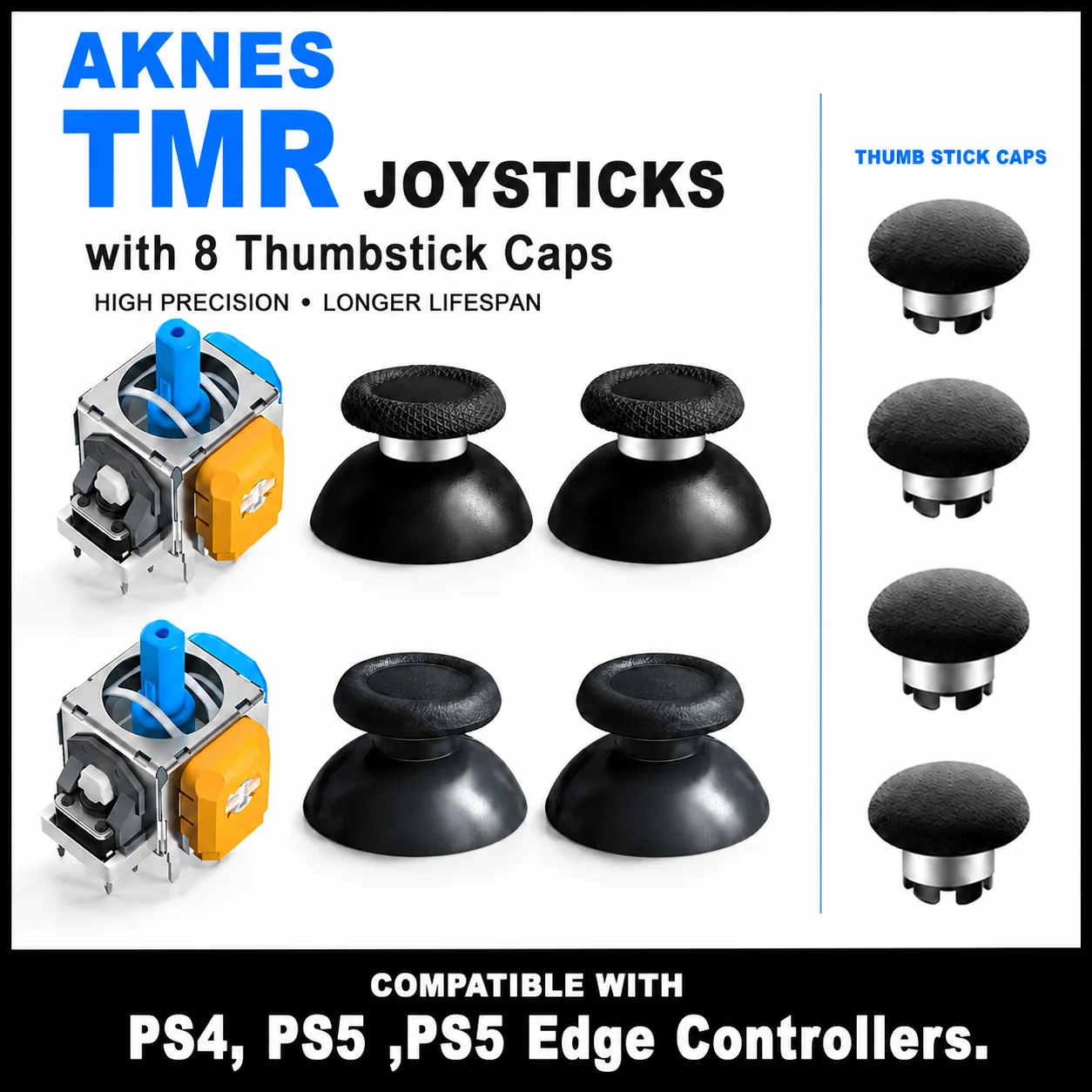 HALLPI × AKNES TMR Joystick for PS5 PS4 Controller, Anti Drift Replacement Analog Stick Repair Game Accessories