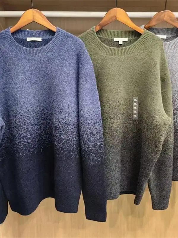 

Мужской вязаный свитер с круглым вырезом, длинными рукавами, в повседневном стиле, теплый, комфортный, для осени и зимы.