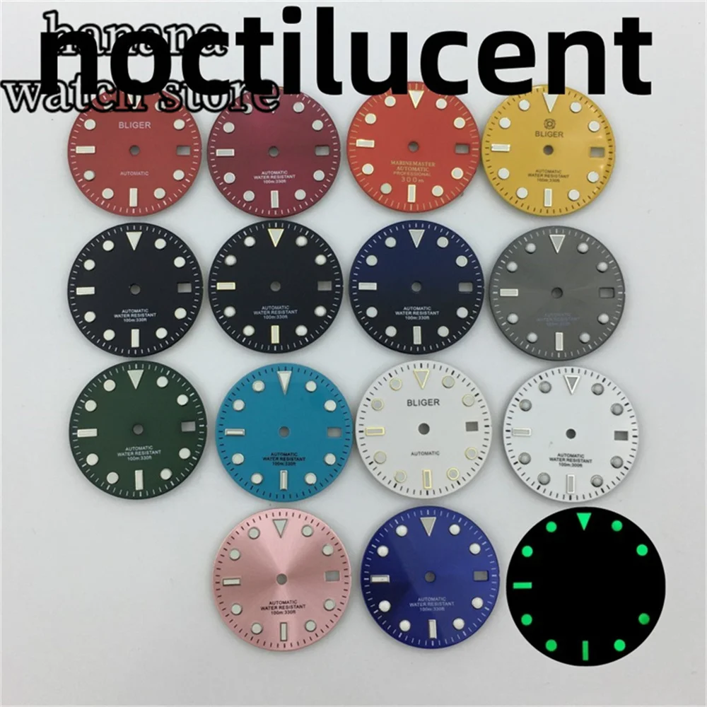 Циферблат для дайвинга NH35 черный, белый, зеленый, синий и серый. Зеленый светящийся циферблат C3 подходит для автоматических механизмов NH35 NH36