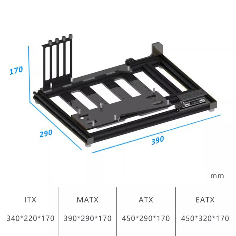 Full Open DIY Computer Rack ITX MATX ATX EATX Chassis Aluminum PC Case Stand ATX Power Fast Heat Radiator Desktop Gaming Cases