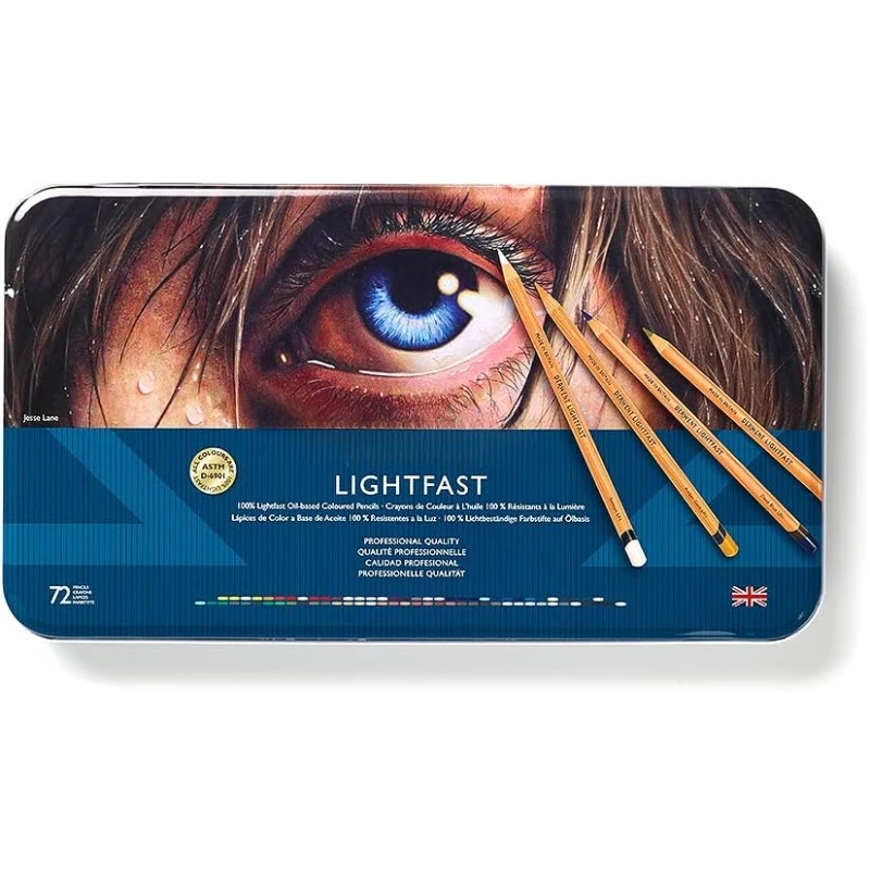 Lightfast Colored Pencils 72 Tin, Set of 72, 4 Creamy, Ideal for Drawing, Coloring, Professional Quality (2302722)