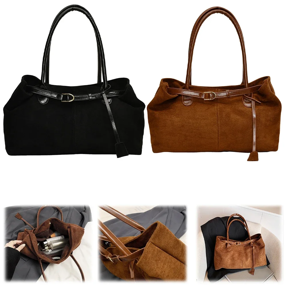 

Women PU Fashion Shoulder Bag Large Capacity Casual Tote Handbag Solid Color Simple Commuting Bag Travel Hobo Bag