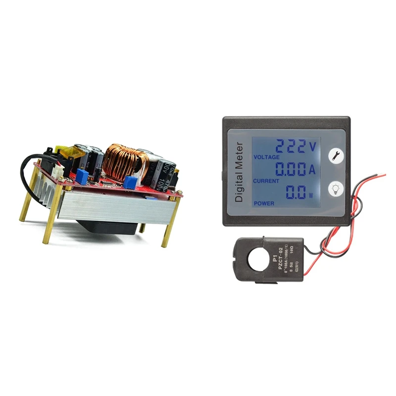 

Single Phase Digital Electric Saver Power Meter Wattmeter & 1800W 40A DC-DC 10-60V By Fan For 12-90V Boost Power Module