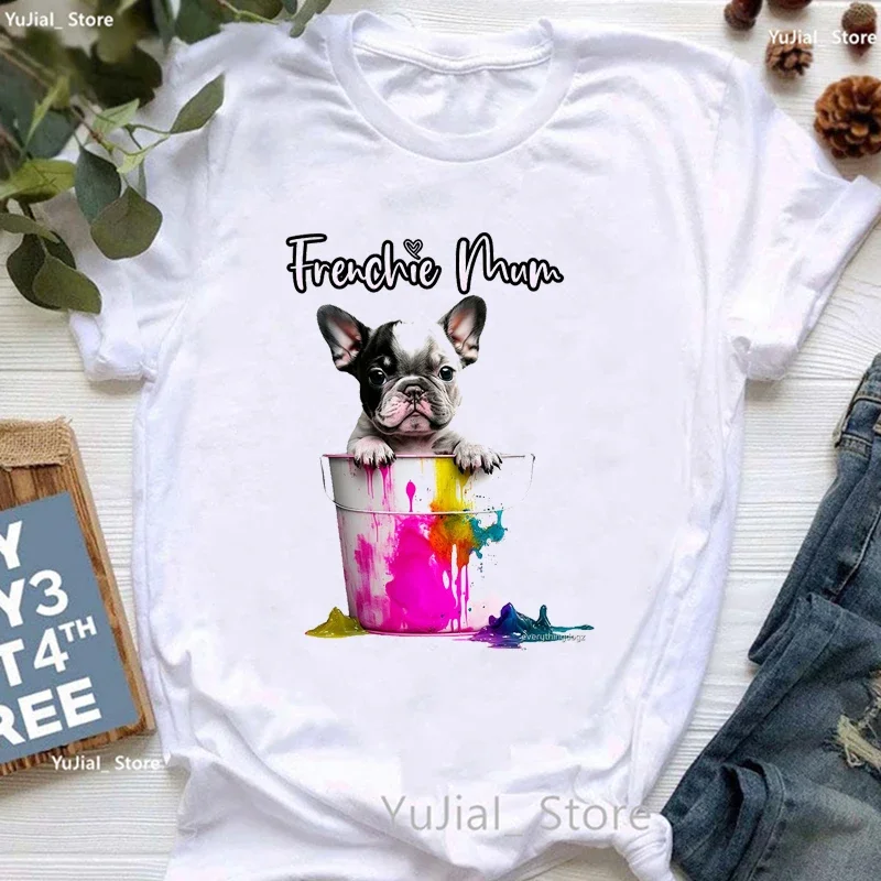 Śmieszna koszulka z nadrukiem zwierzęcym Mops Odzież damska Letnia moda Topy Miłośnik psów Tshirt Dziewczyny Harajuku Koszulka Kawaii Kobieta