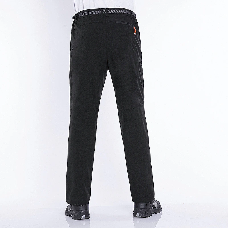 EUMERGX Thick Warm Fleece Hiking Pants Men Winter Waterproof Windproof Outdoor Soft Shell Rain Trousers Camping Trek Ski Pants